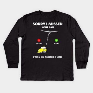 Funny glider pun I am on another line sailplane winch launch Kids Long Sleeve T-Shirt